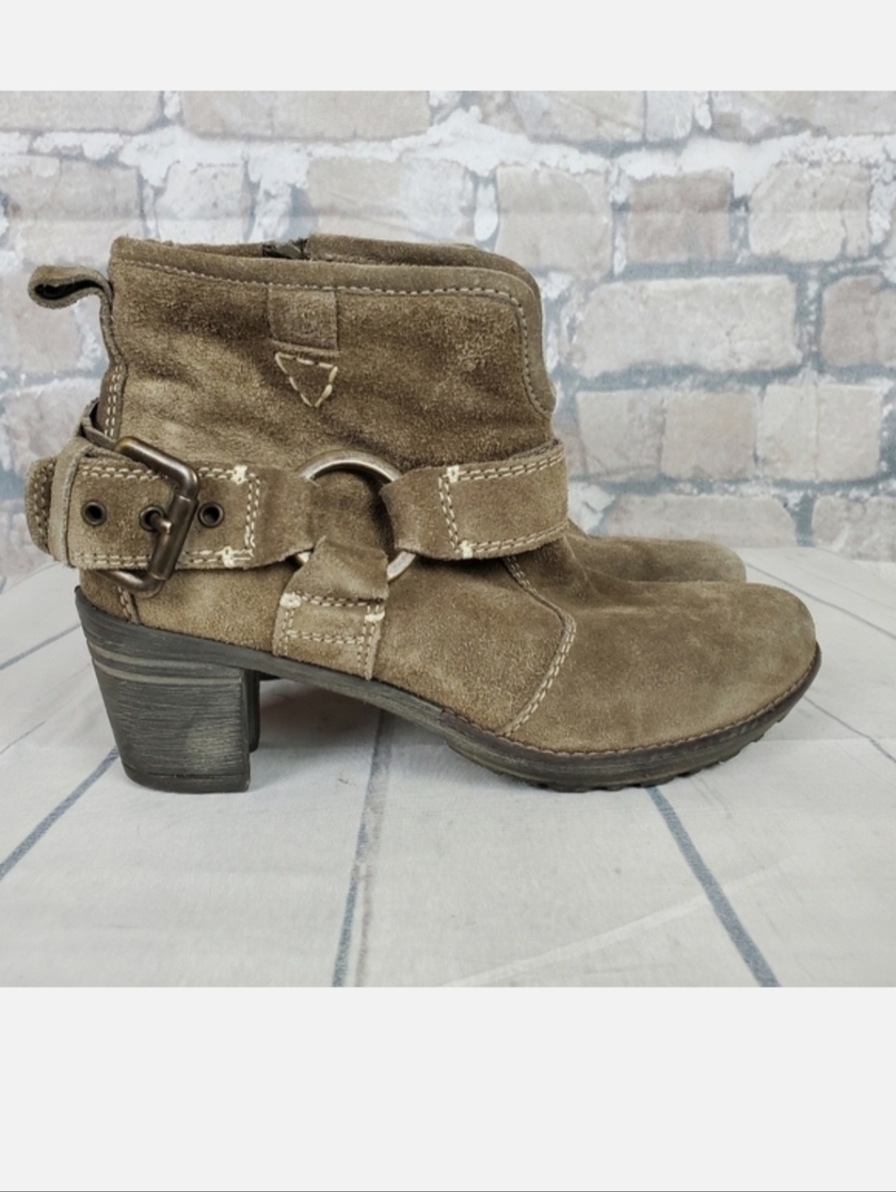 Josef Seibel Harness Sage Green Ankle Boots Size 39/8-8.5 Festival Cowgirl